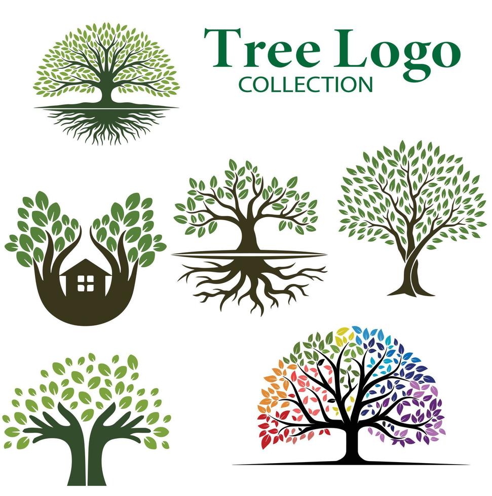 vector de conjunto de colección de logotipo de árbol.