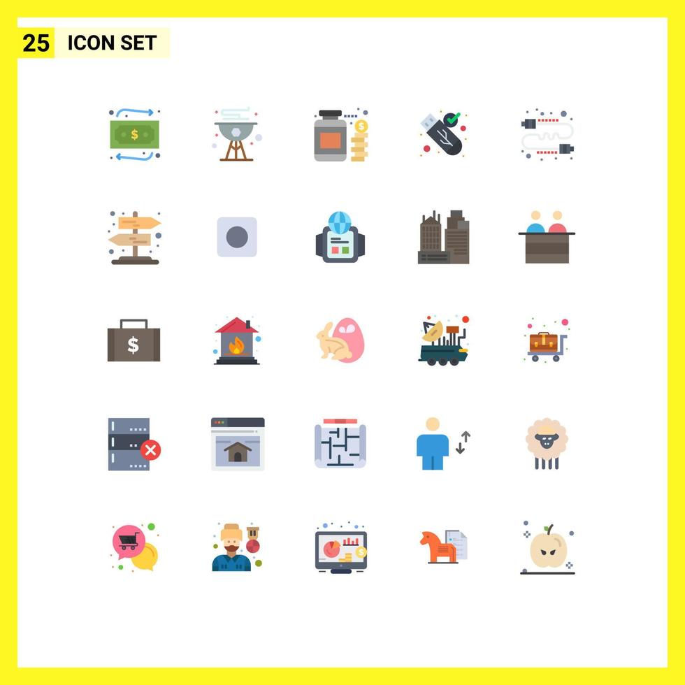 Set of 25 Modern UI Icons Symbols Signs for communication usb currency token security Editable Vector Design Elements