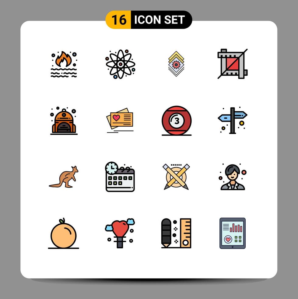 16 Universal Flat Color Filled Lines Set for Web and Mobile Applications bag graphic laboratory design server Editable Creative Vector Design Elements