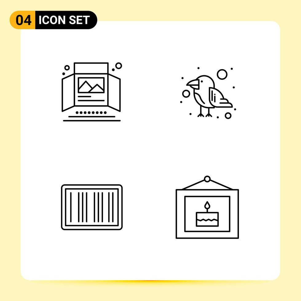 4 Line concept for Websites Mobile and Apps ad barcode print ad parrot ecommerce Editable Vector Design Elements