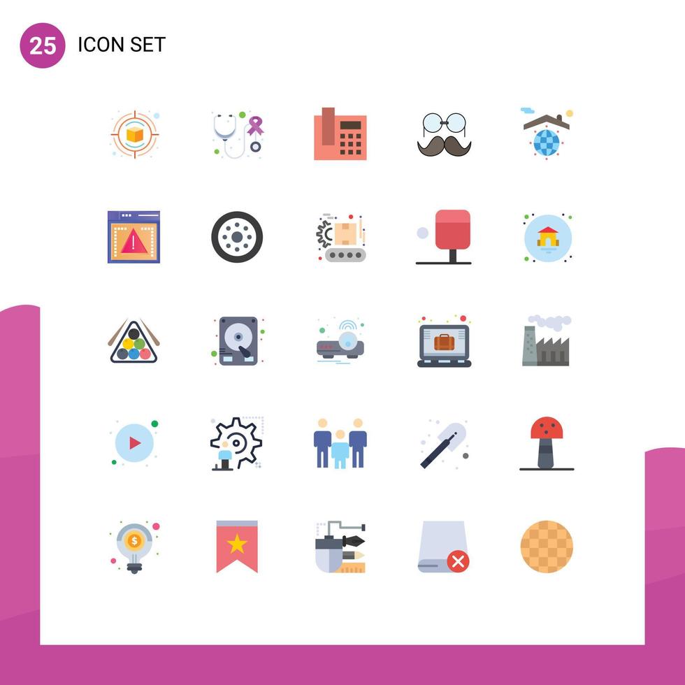 Stock Vector Icon Pack of 25 Line Signs and Symbols for globe men phone glasses hipster Editable Vector Design Elements