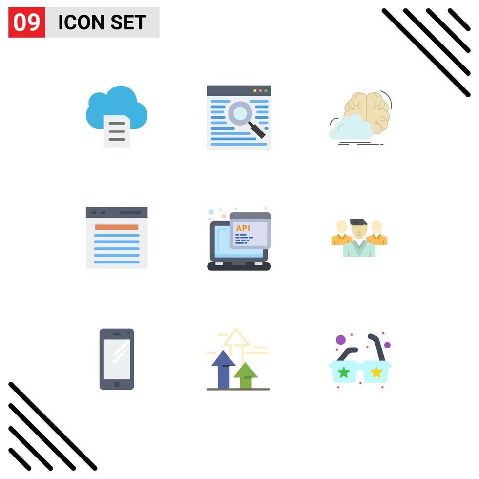 Pack of 9 creative Flat Colors of api search creative plus add Editable Vector Design Elements