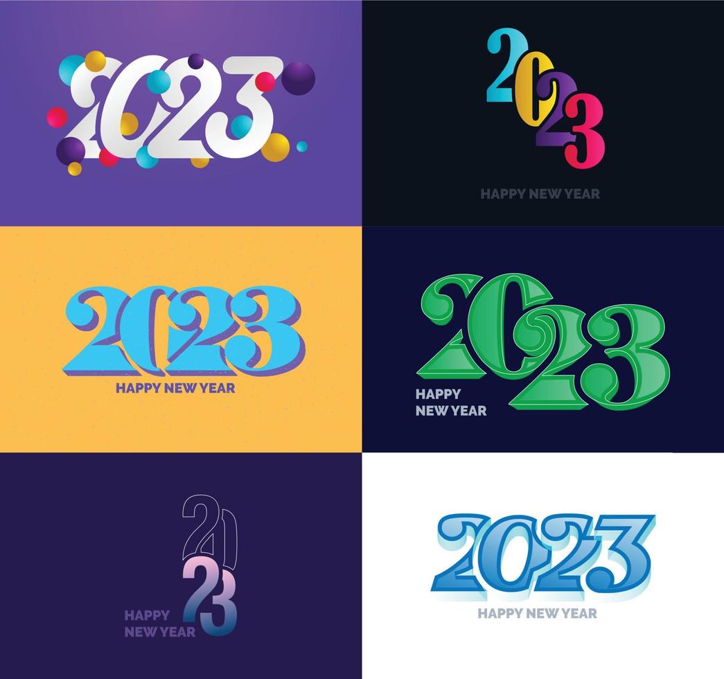 Big Collection of 2023 Happy New Year symbols Cover of business diary for 2023 with wishes vector