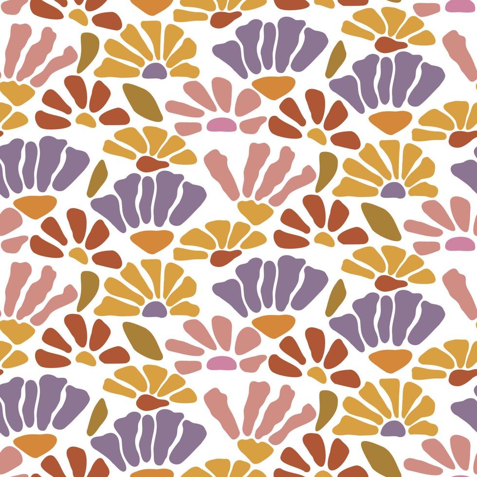 patrón sin costuras de flores dibujadas a mano retro. Estilo años 60-70. increíble fondo de flores maravillosas. plantilla para estampados de moda vector