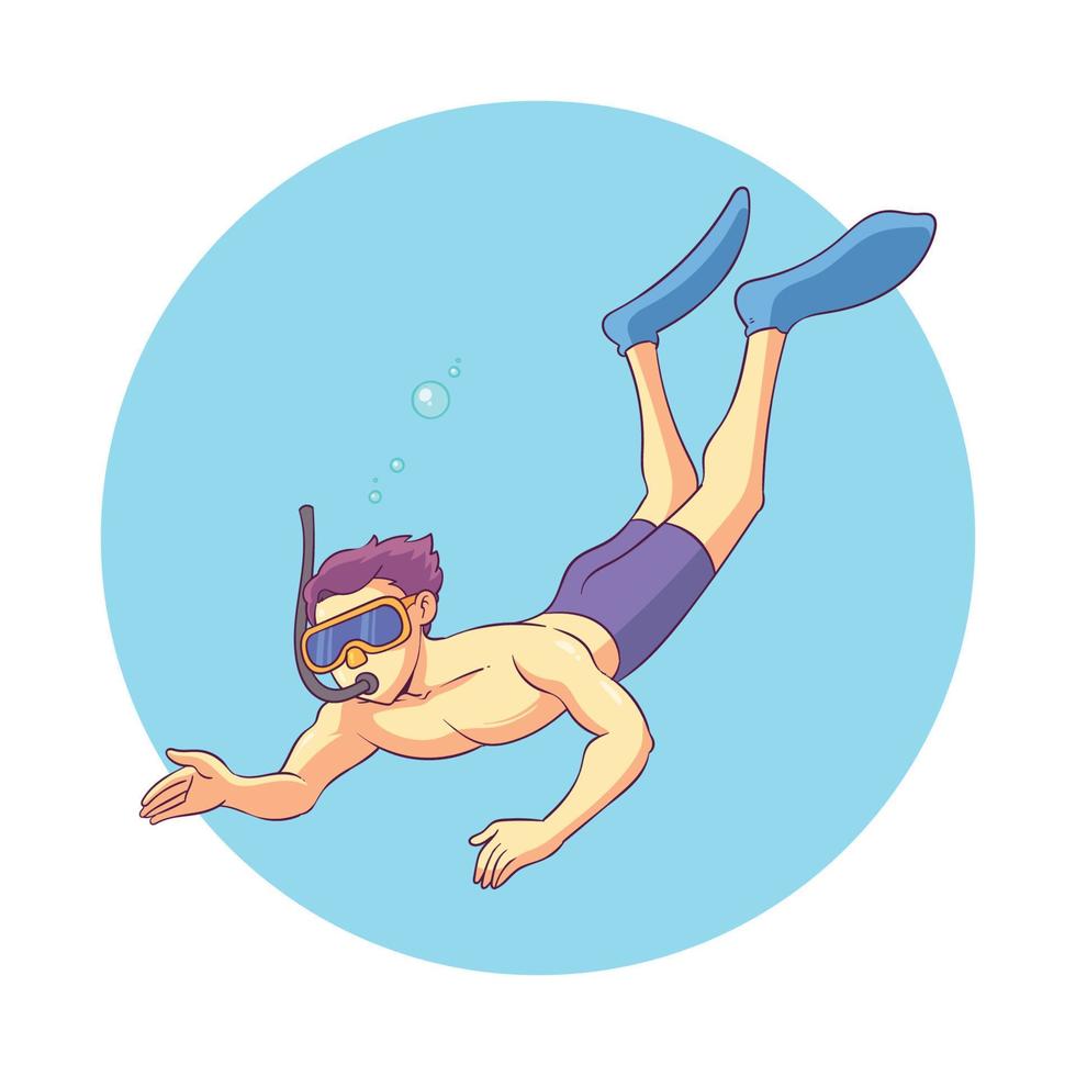 someone snorkeling in shallow sea vector