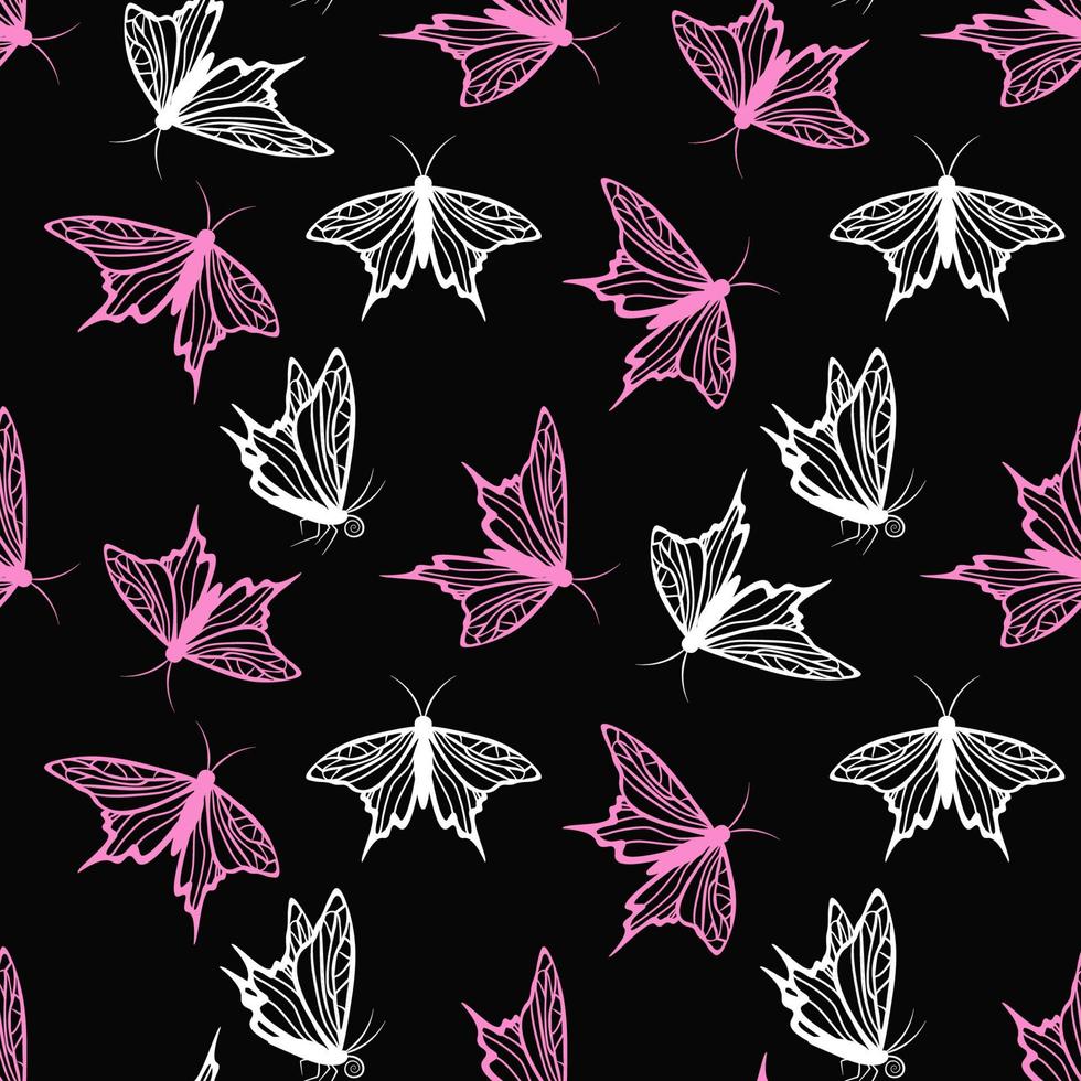 Seamless pattern with butterfly silhouettes vector illustration