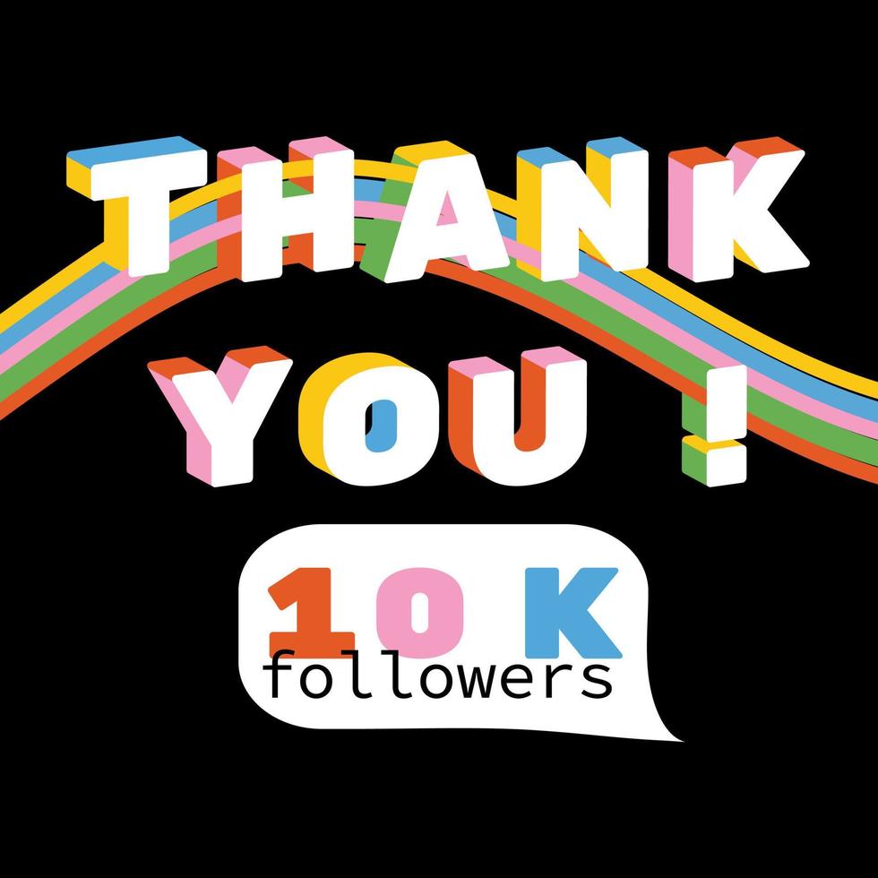 Thank you for 10k followers vector illustration