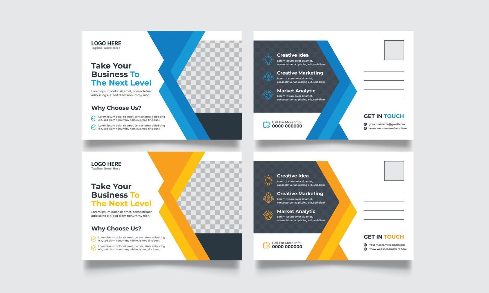 Modern creative Corporate business postcard design template. vector