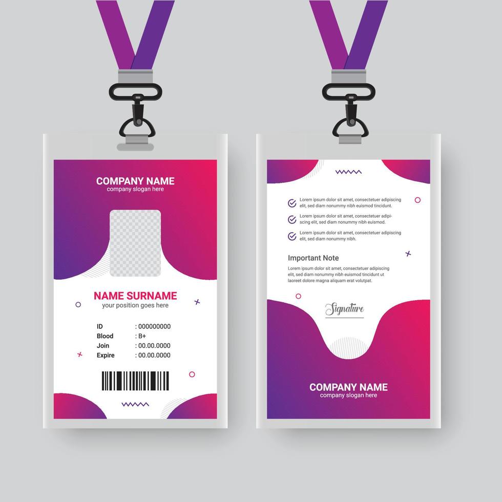 Abstract Simple Gradient Color Id Card Design, Professional Identity Card Vector Template