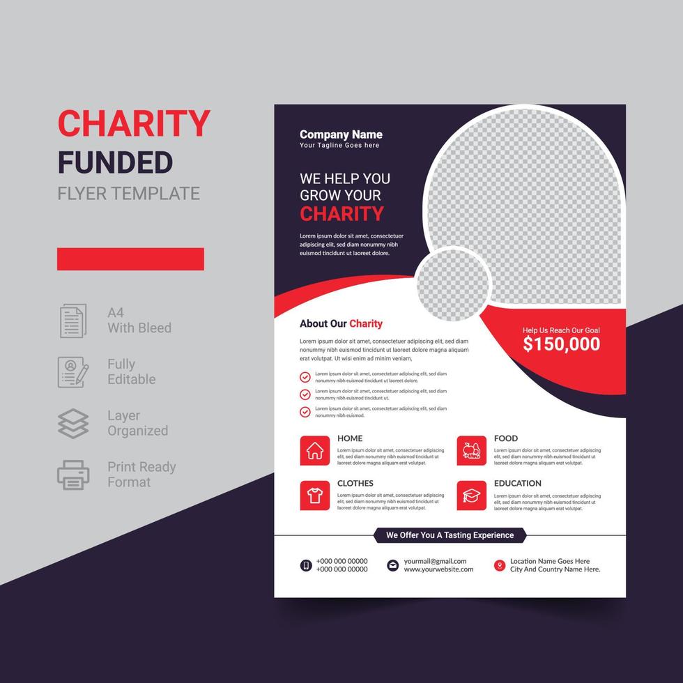 Charity Fund Flyer template vector