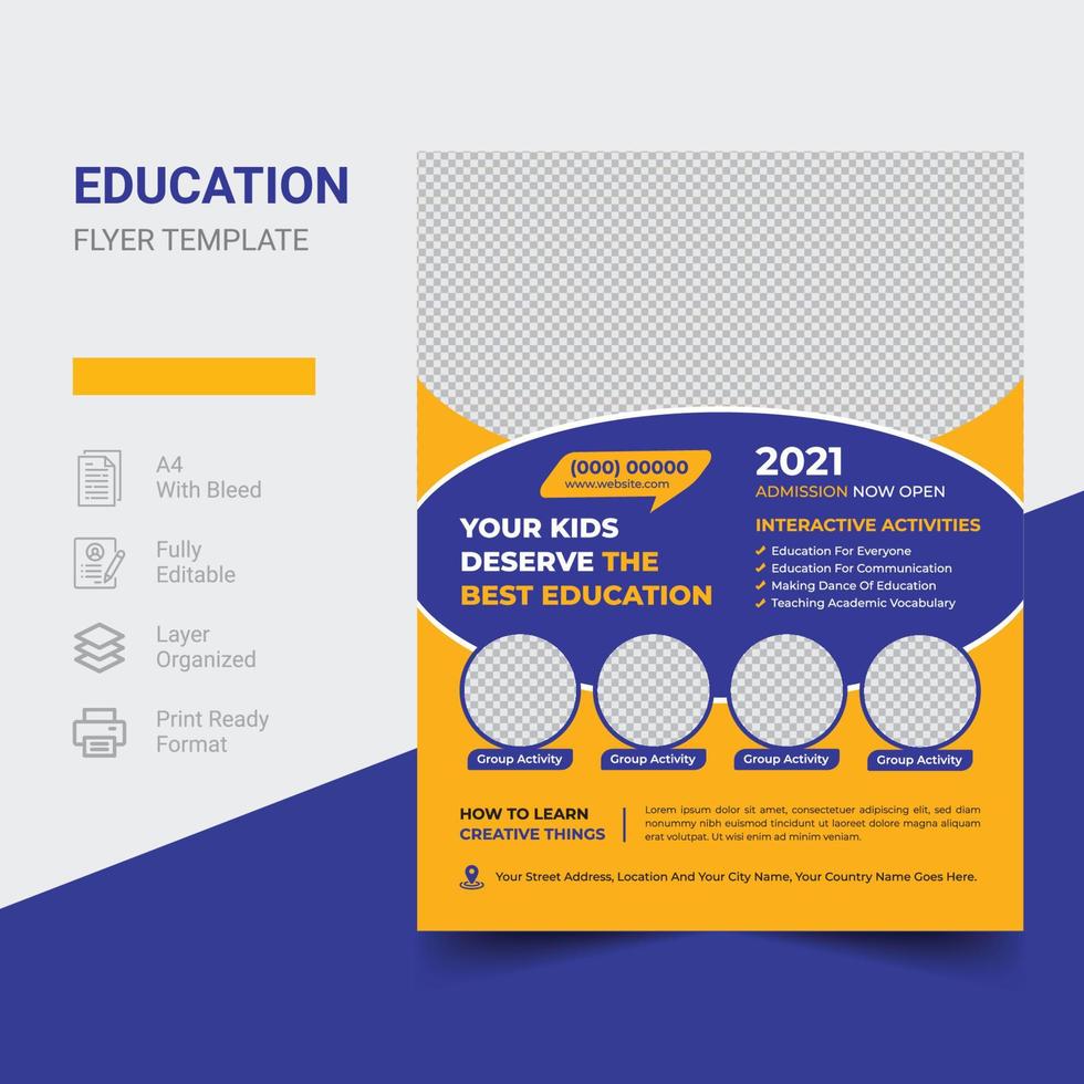 Kids Back To School Education Flyer Design vector