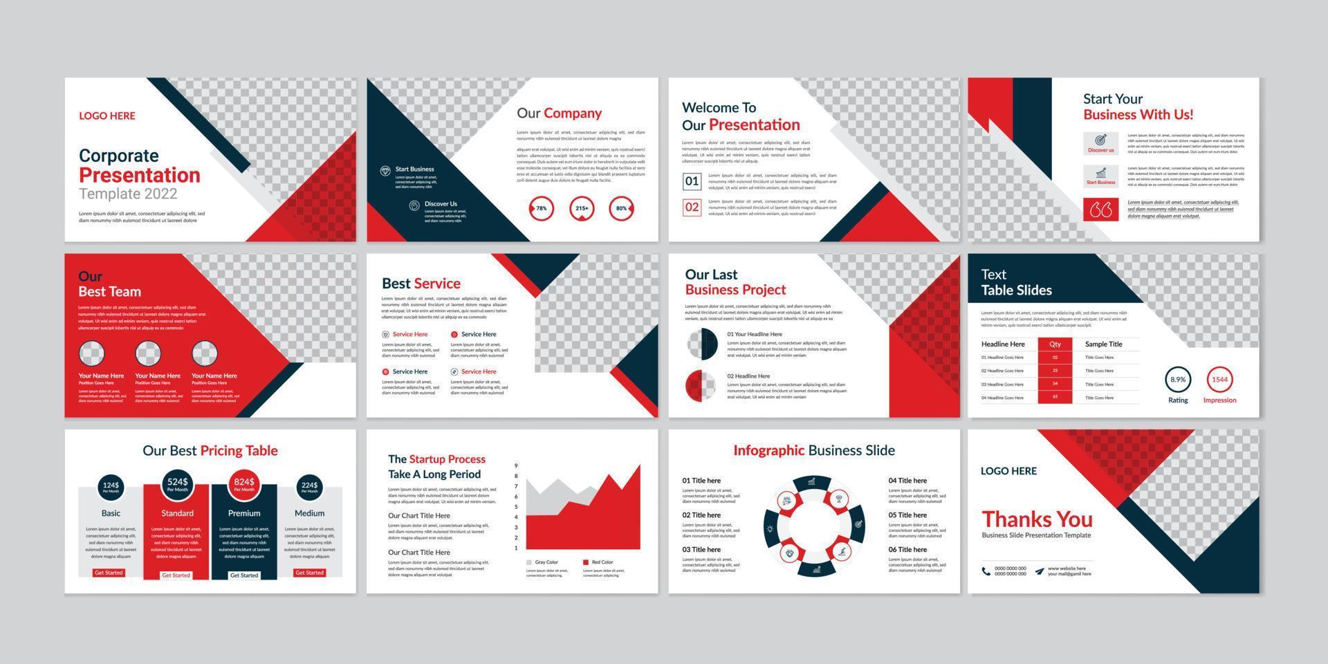 Business presentation powerpoint slides templates vector