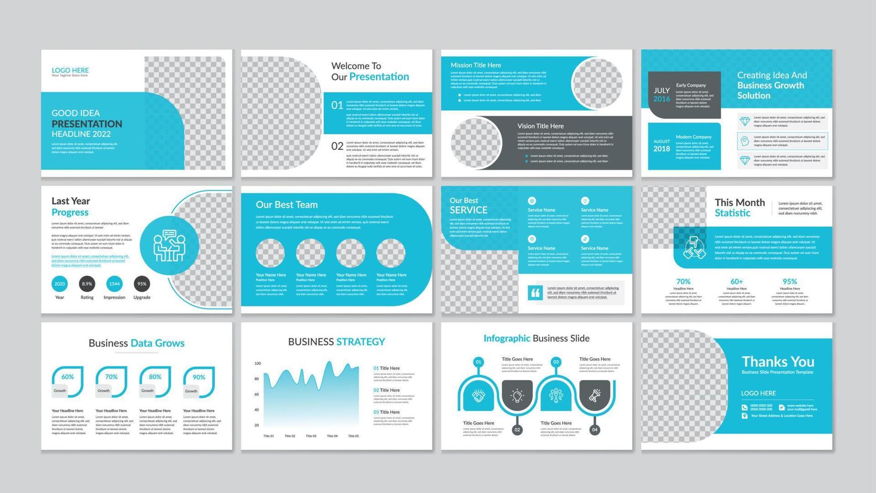 Business presentation powerpoint slides templates vector