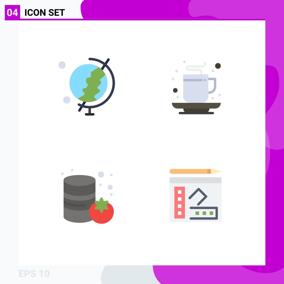 4 Thematic Vector Flat Icons and Editable Symbols of earth supermarket autumn drink book Editable Vector Design Elements