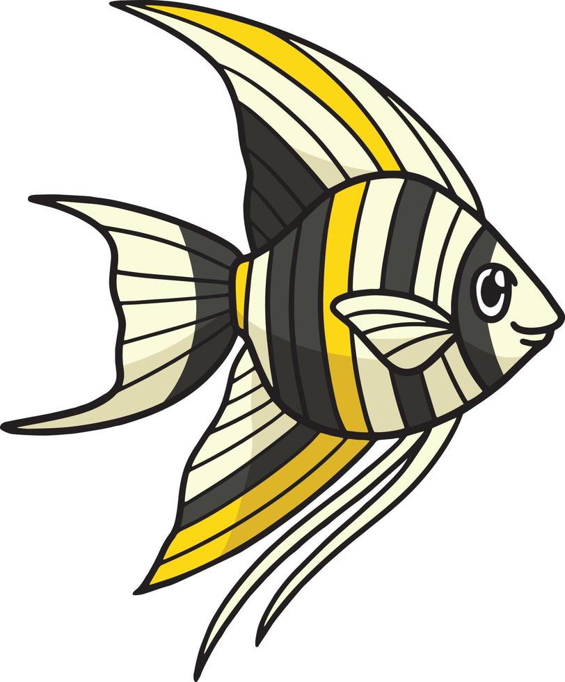 Angelfish Marine Animal Cartoon Colored Clipart vector