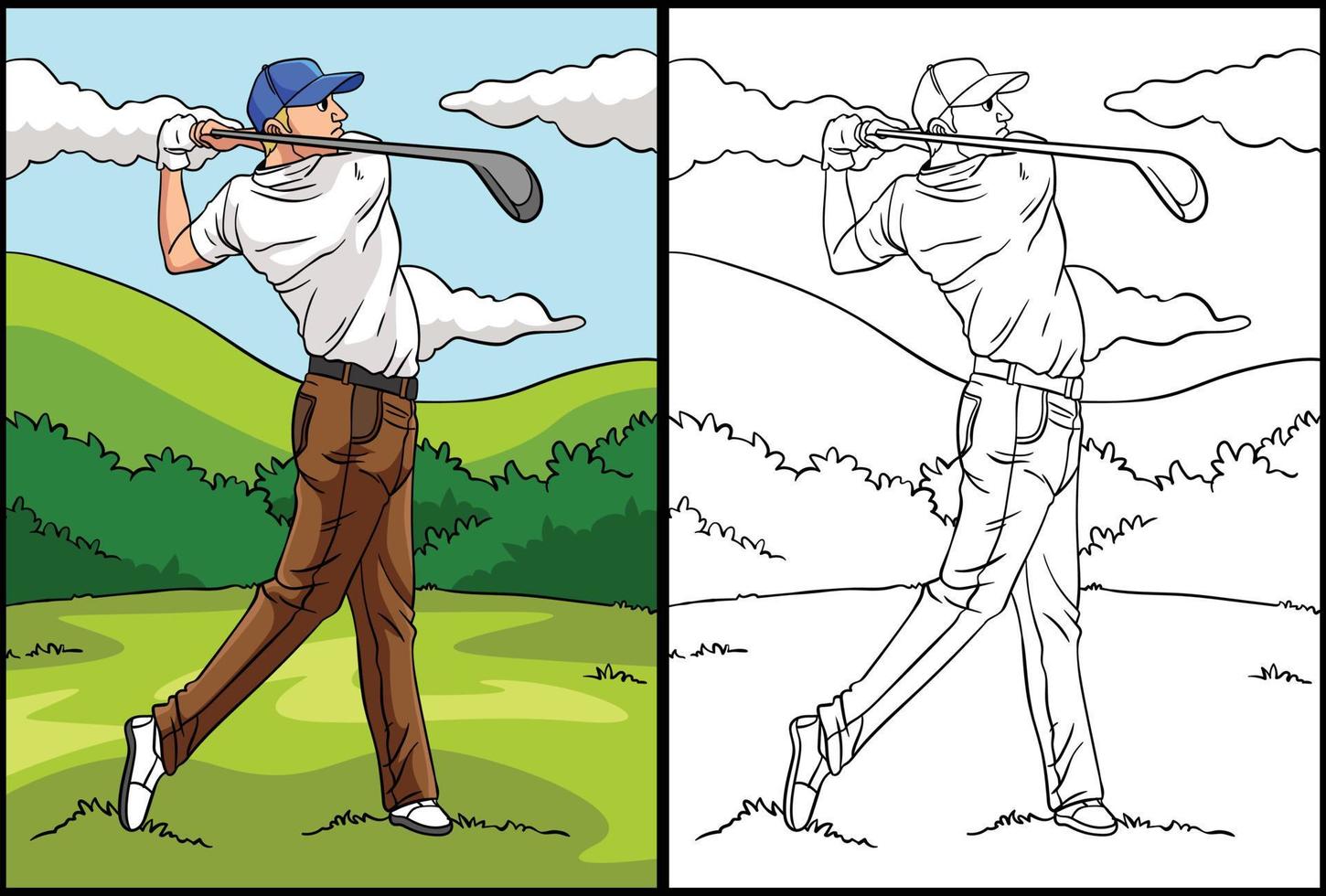 Golf Coloring Page Colored Illustration vector