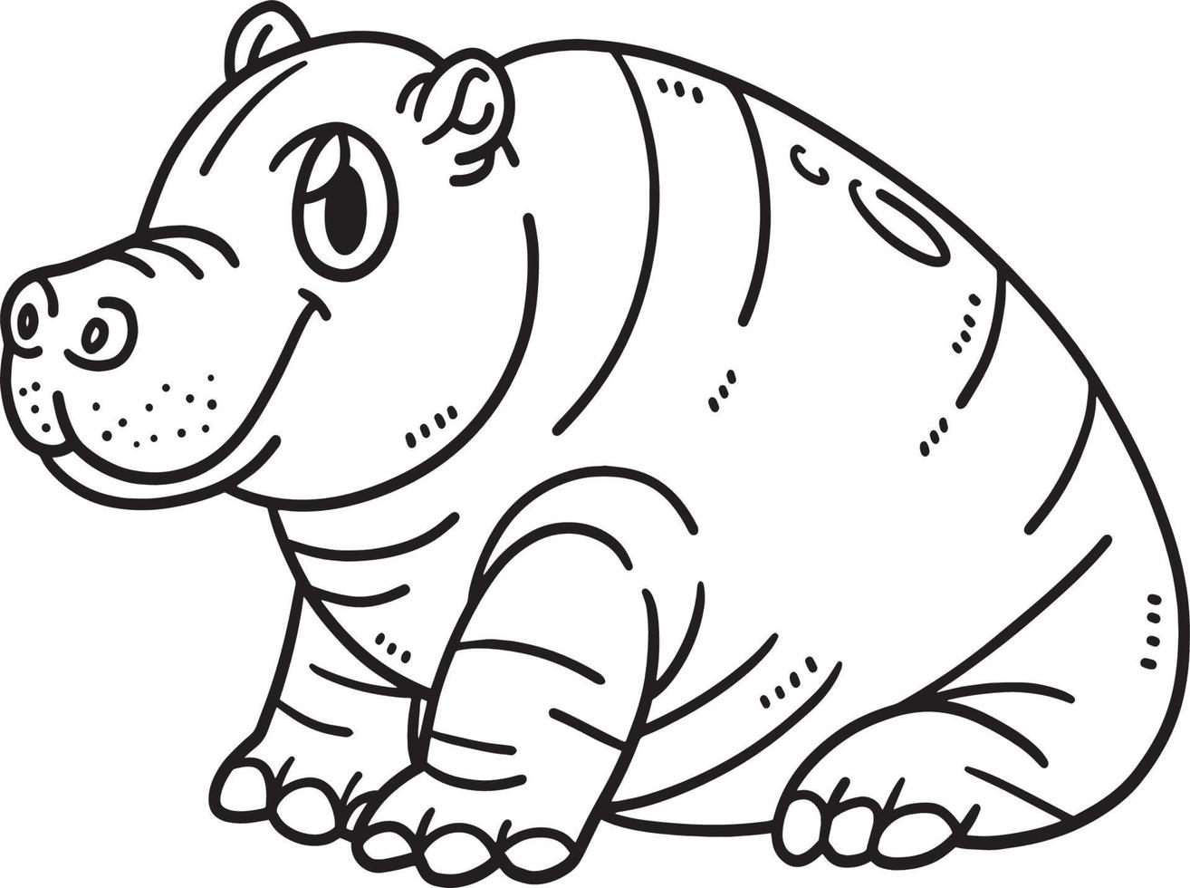 Baby Hippo Isolated Coloring Page for Kids vector