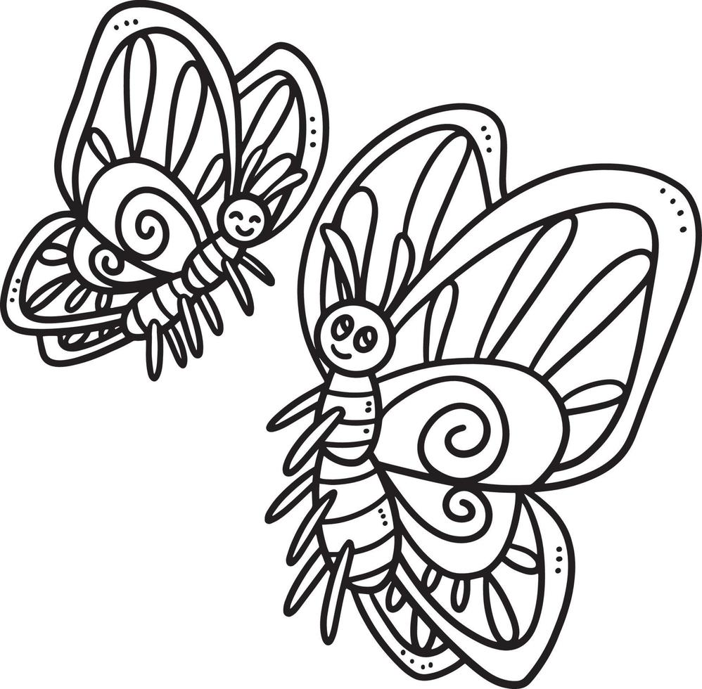 Baby Butterfly Isolated Coloring Page for Kids vector