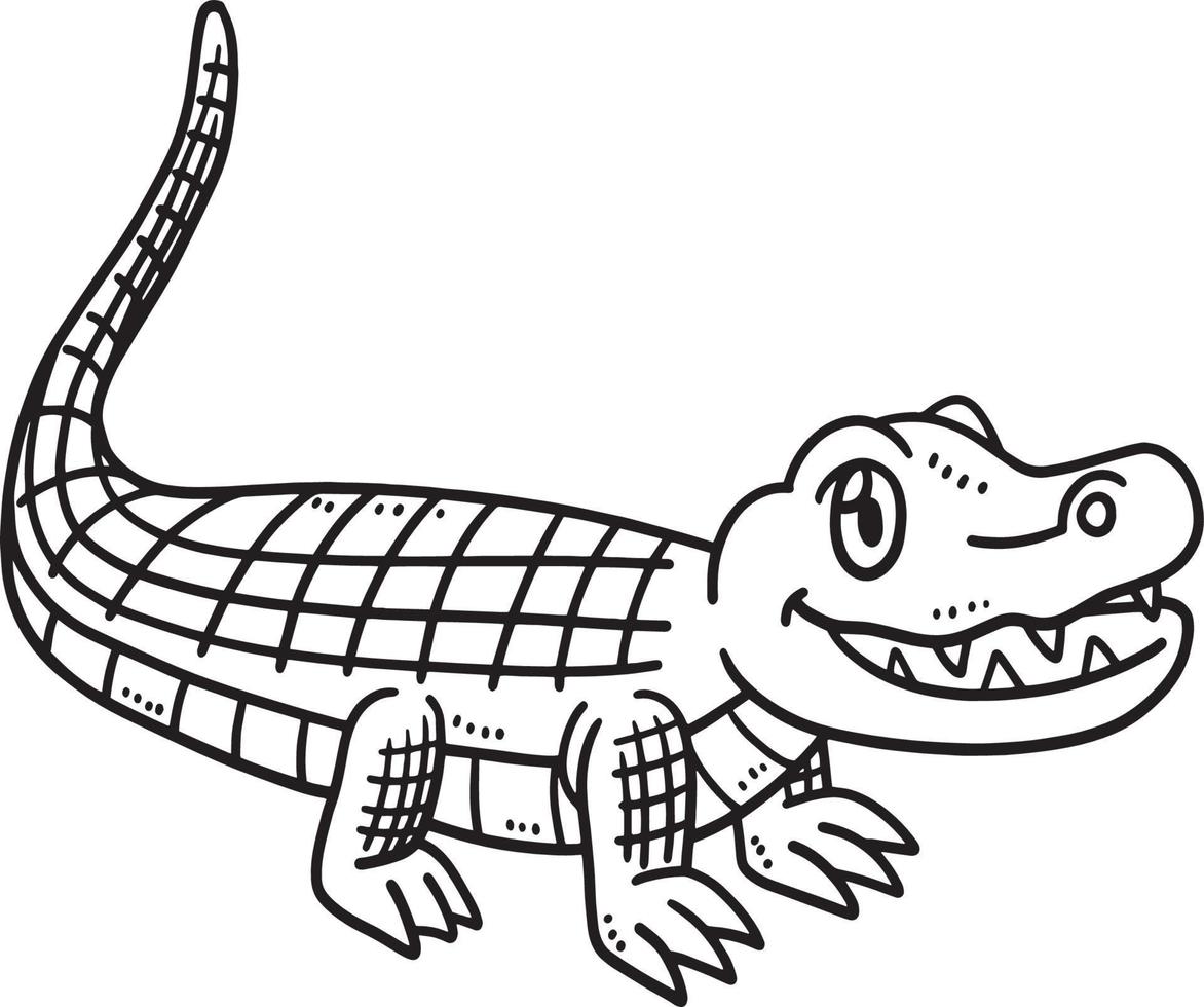 Baby Crocodile Isolated Coloring Page for Kids vector