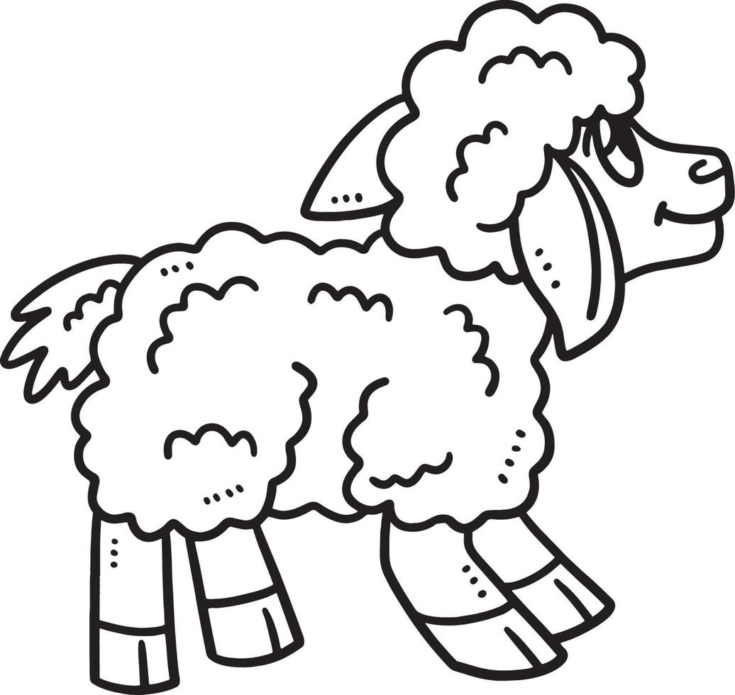 Lamb Isolated Coloring Page for Kids vector