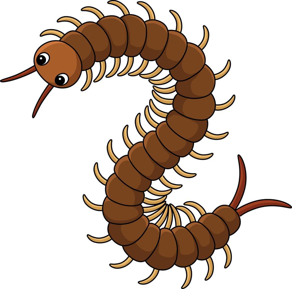Centipede Animal Cartoon Colored Clipart vector