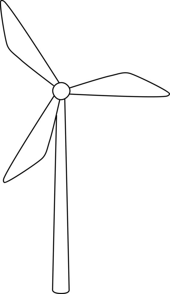 Windmill Isolated Coloring Page for Kids vector