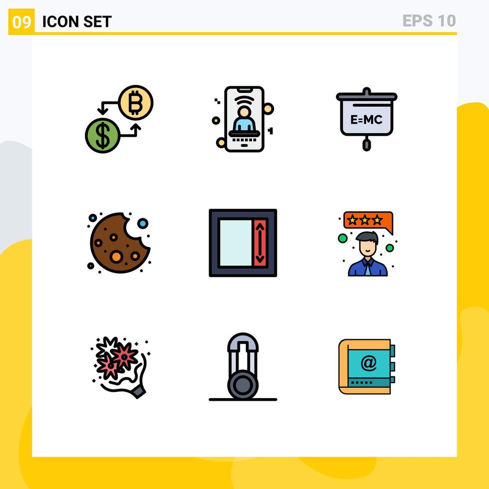 Pictogram Set of 9 Simple Filledline Flat Colors of layout field formula food bite Editable Vector Design Elements
