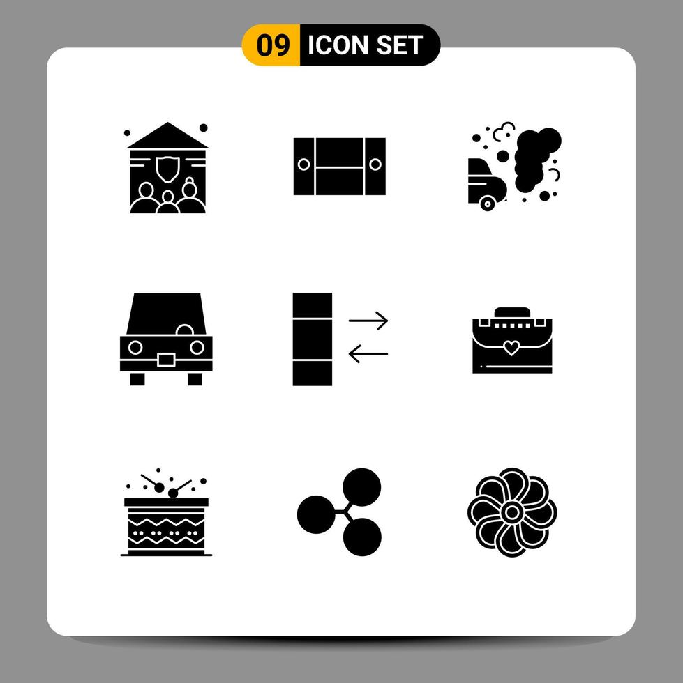 9 Thematic Vector Solid Glyphs and Editable Symbols of data vehicles environment transportation taxi Editable Vector Design Elements