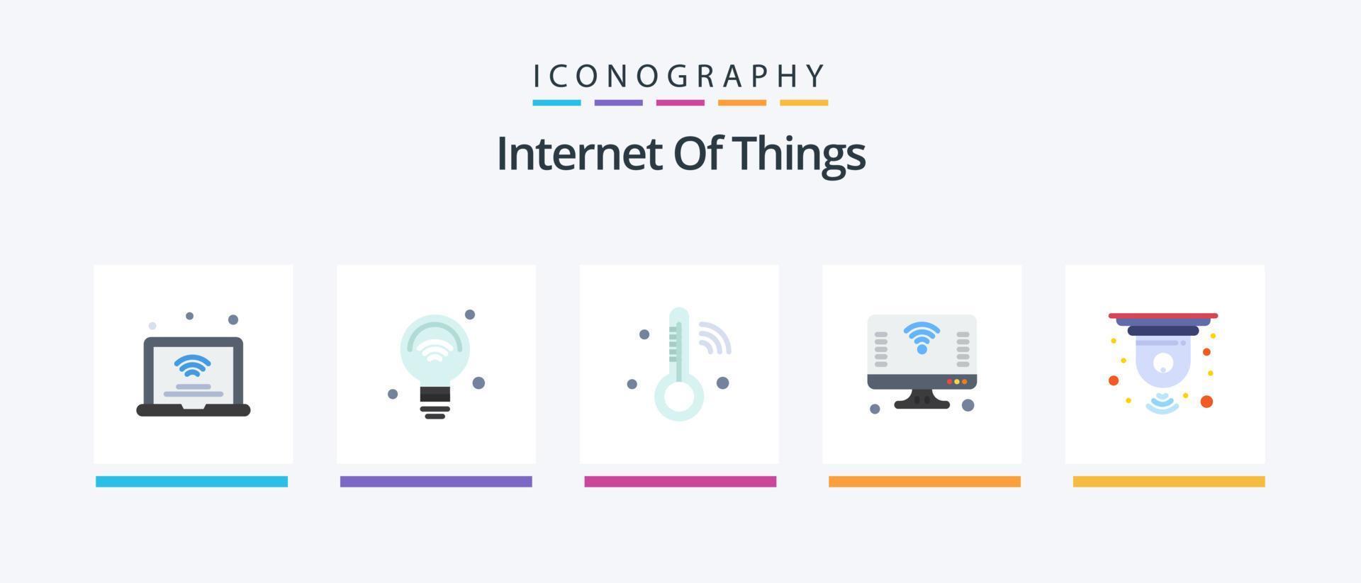Internet Of Things Flat 5 Icon Pack Including things. internet. iot. computer. temperature. Creative Icons Design vector