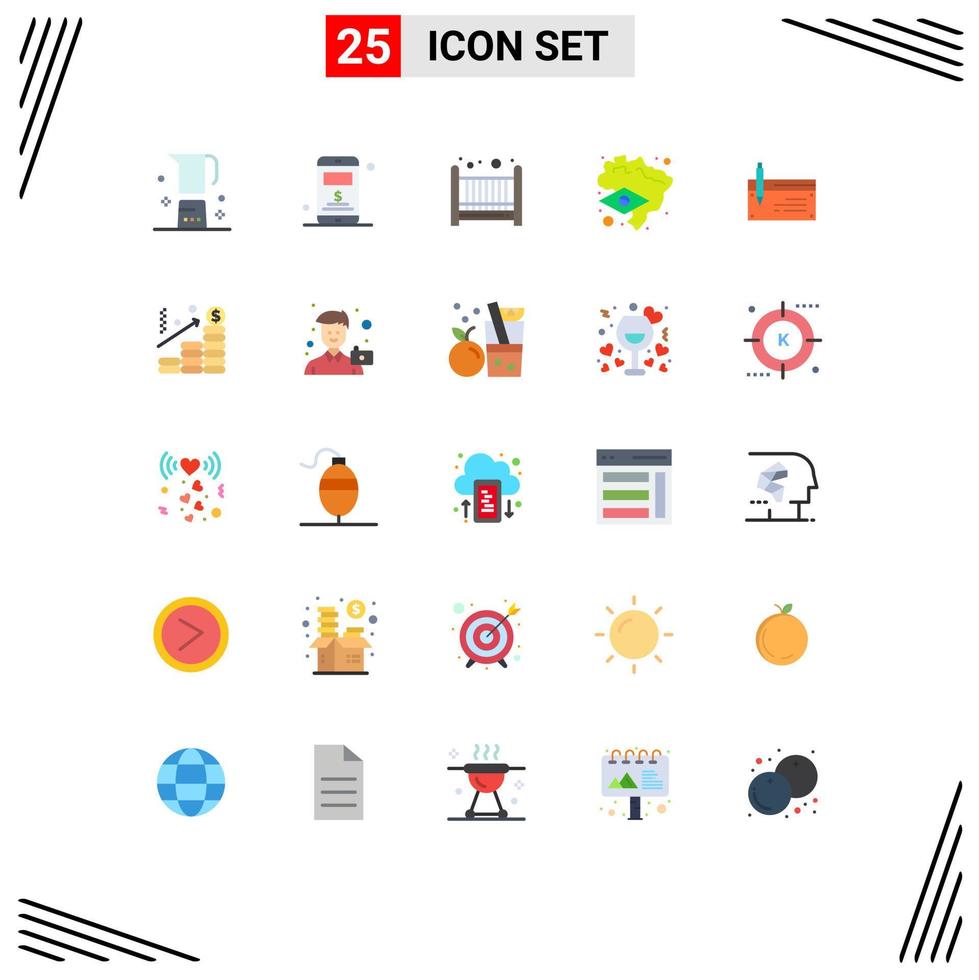 25 Universal Flat Colors Set for Web and Mobile Applications banking account baby check flag Editable Vector Design Elements