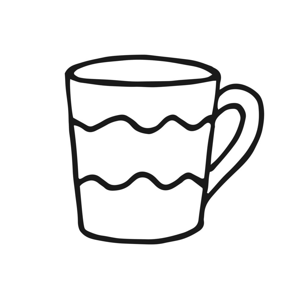 Hand drawn cup mug. Cup in doodle style. Vector illustration isolated on white background.
