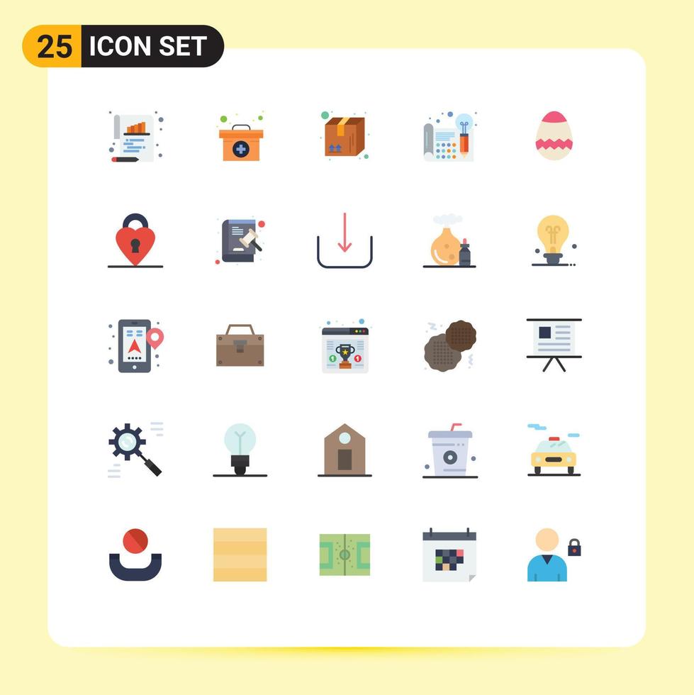 25 Universal Flat Colors Set for Web and Mobile Applications thinking idea pack design delivery Editable Vector Design Elements