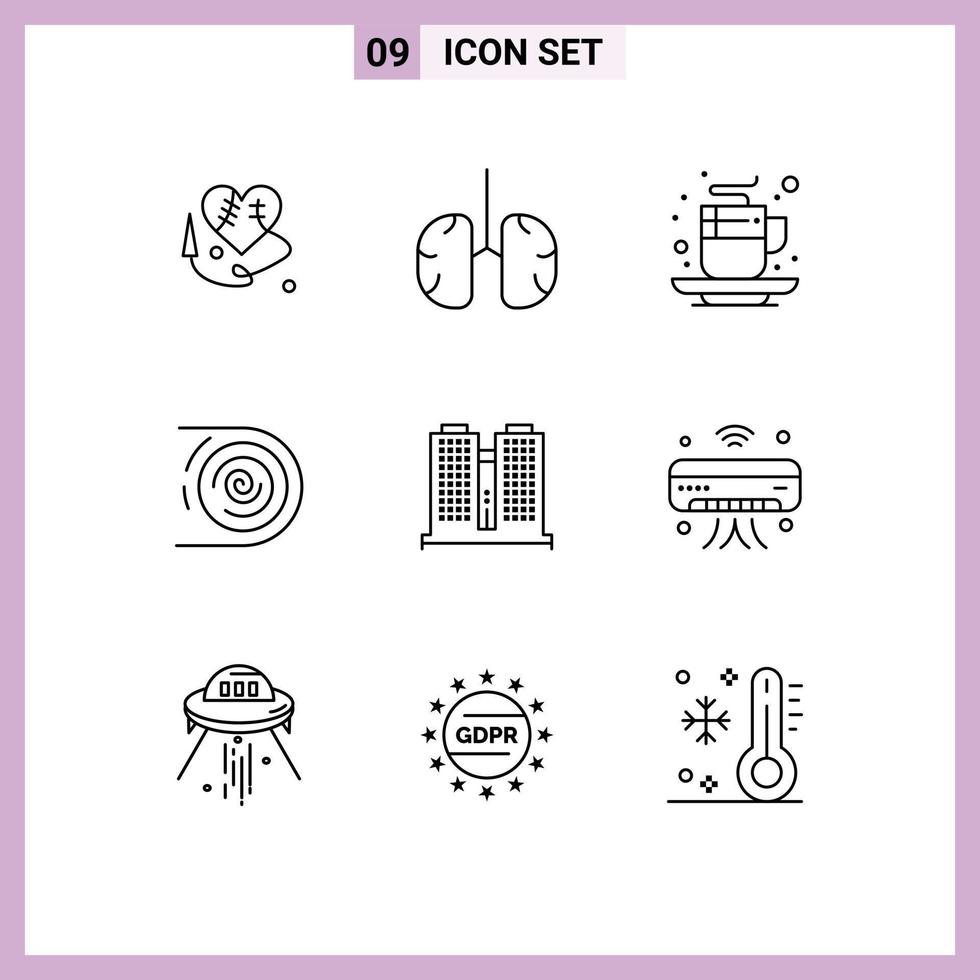 9 iconos creativos signos y símbolos modernos de ciclo interminable otoño circulación té elementos de diseño vectorial editables vector