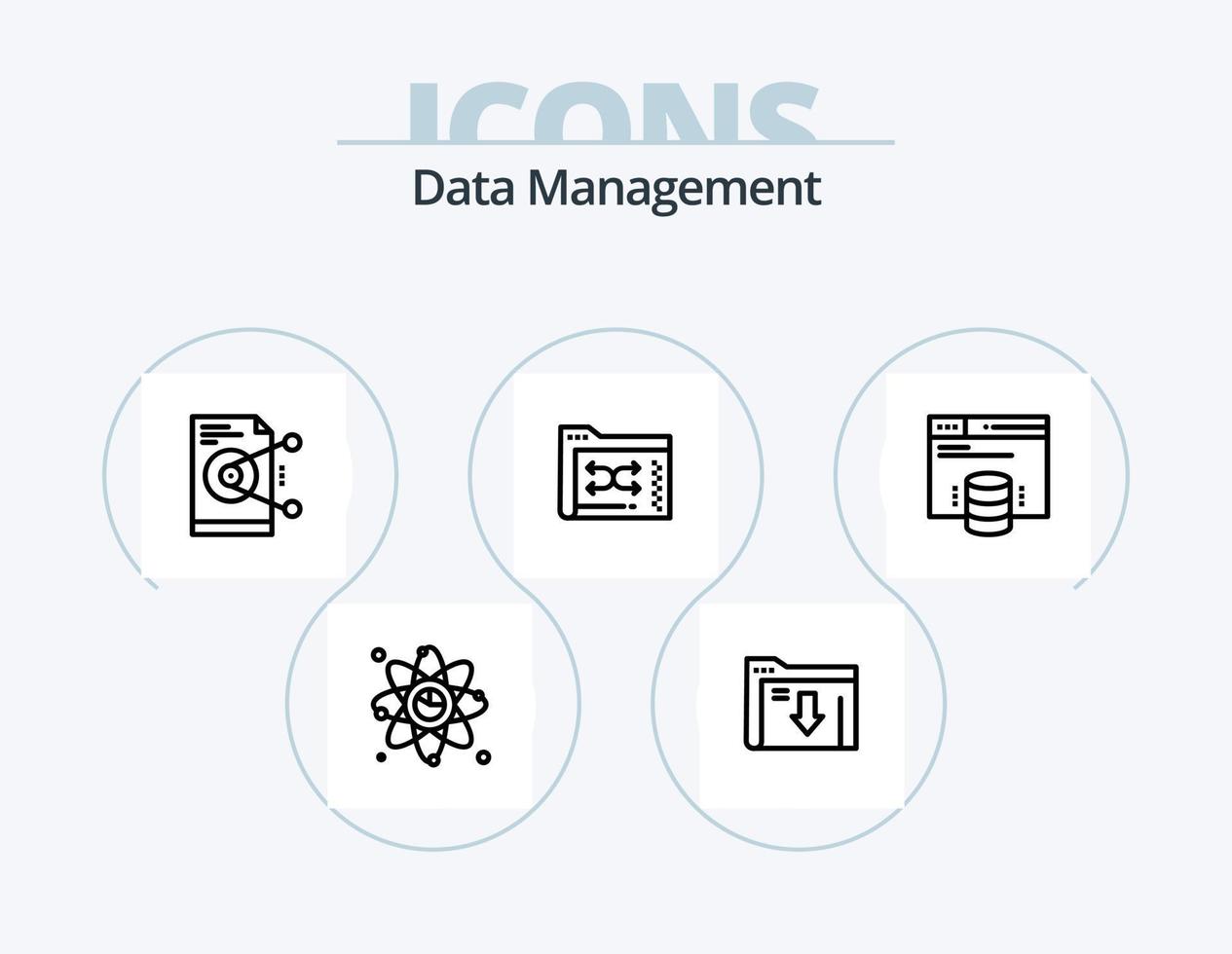 Data Management Line Icon Pack 5 Icon Design. server. data. gear. technology. file vector