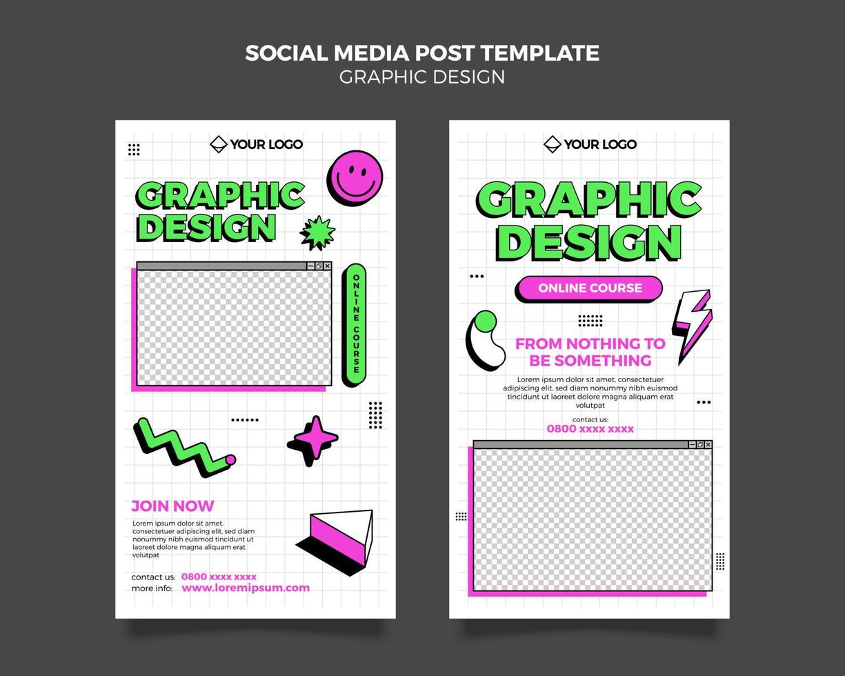 Graphic designer template, design courses template vector