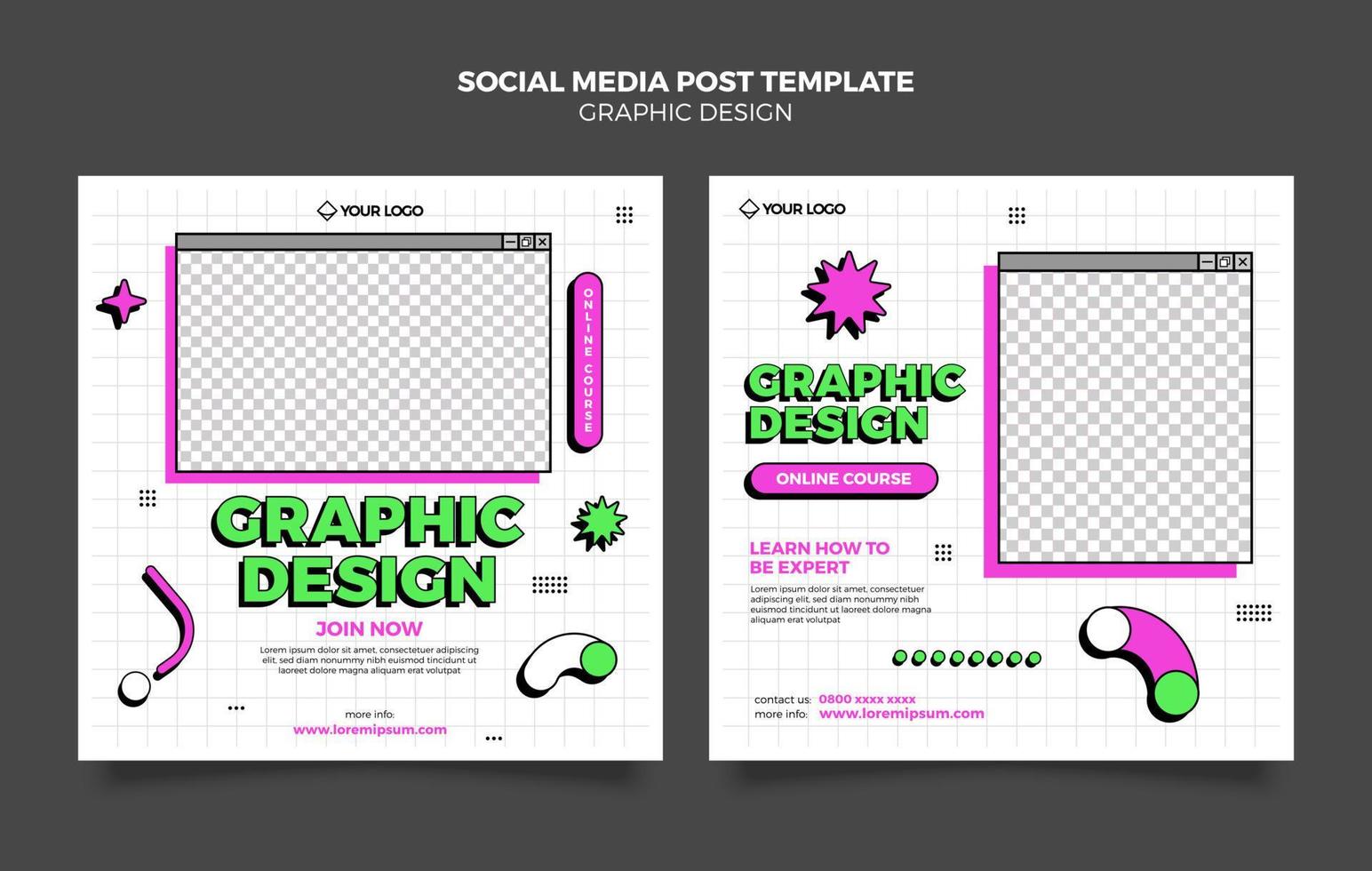 Graphic designer template, design courses template vector