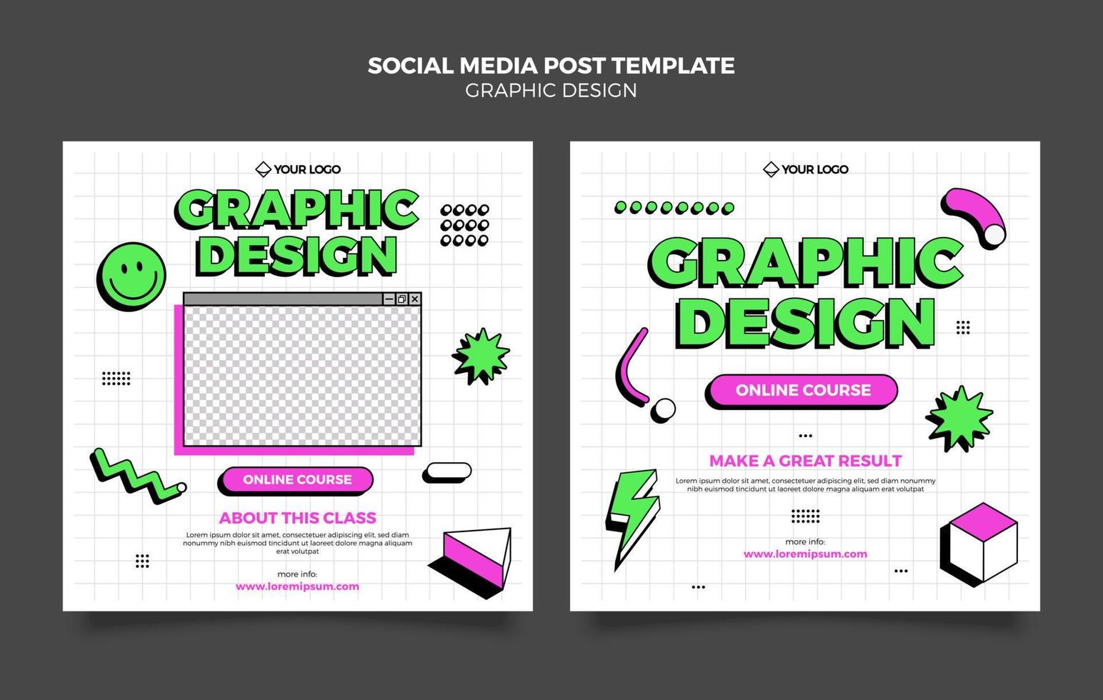 Graphic designer template, design courses template vector