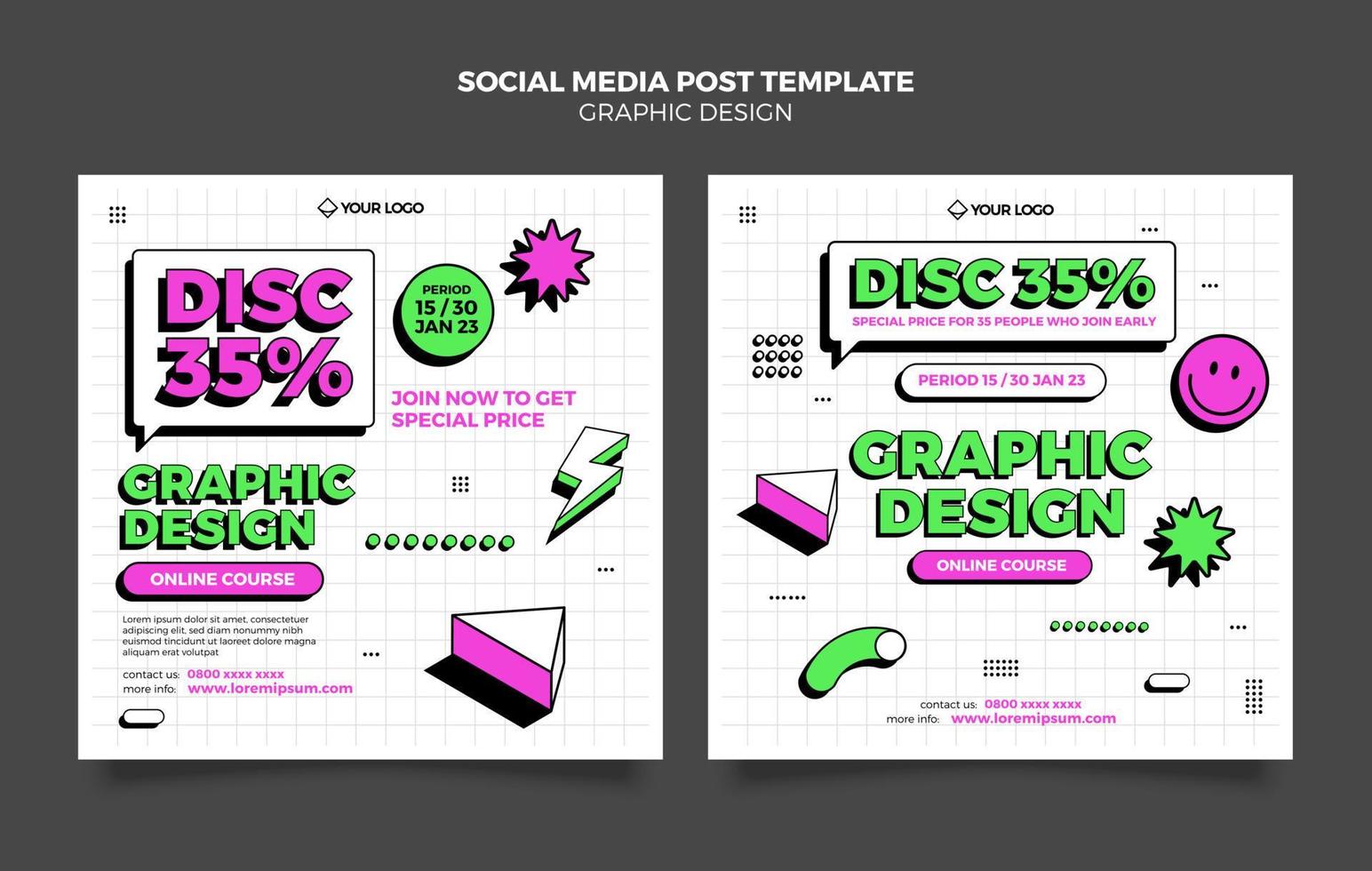 Graphic designer template, design courses template vector