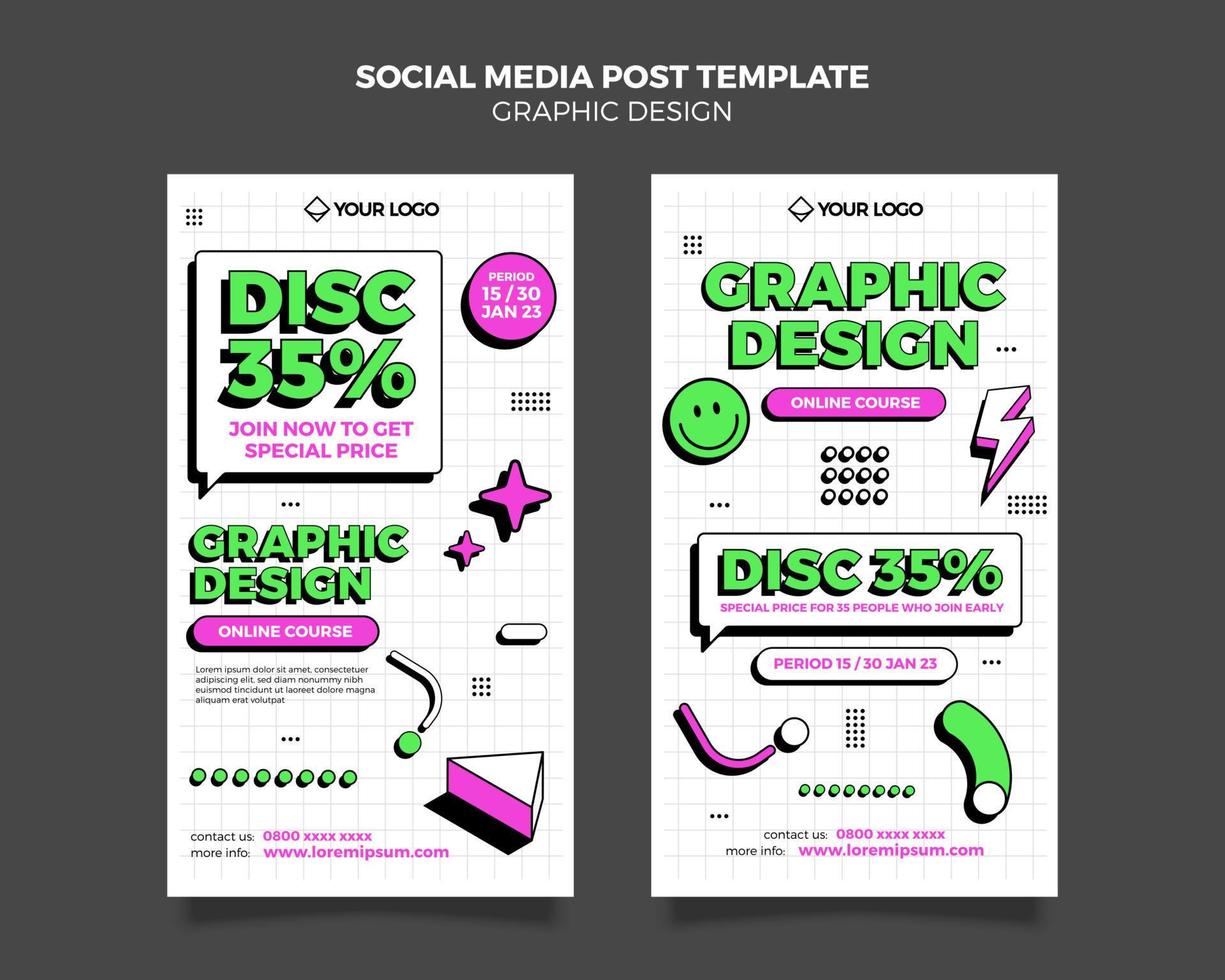 Graphic designer template, design courses template vector