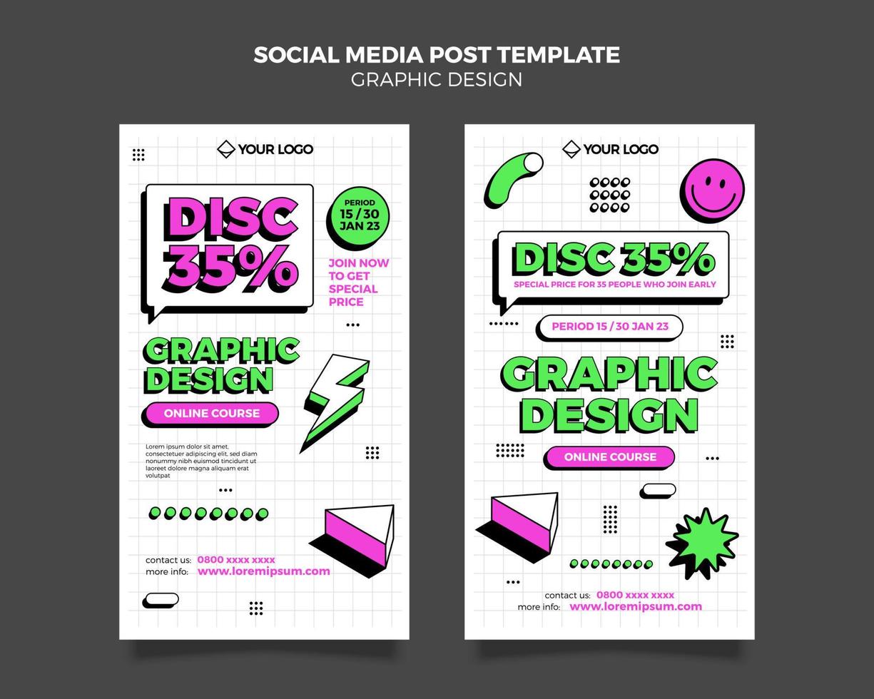 Graphic designer template, design courses template vector