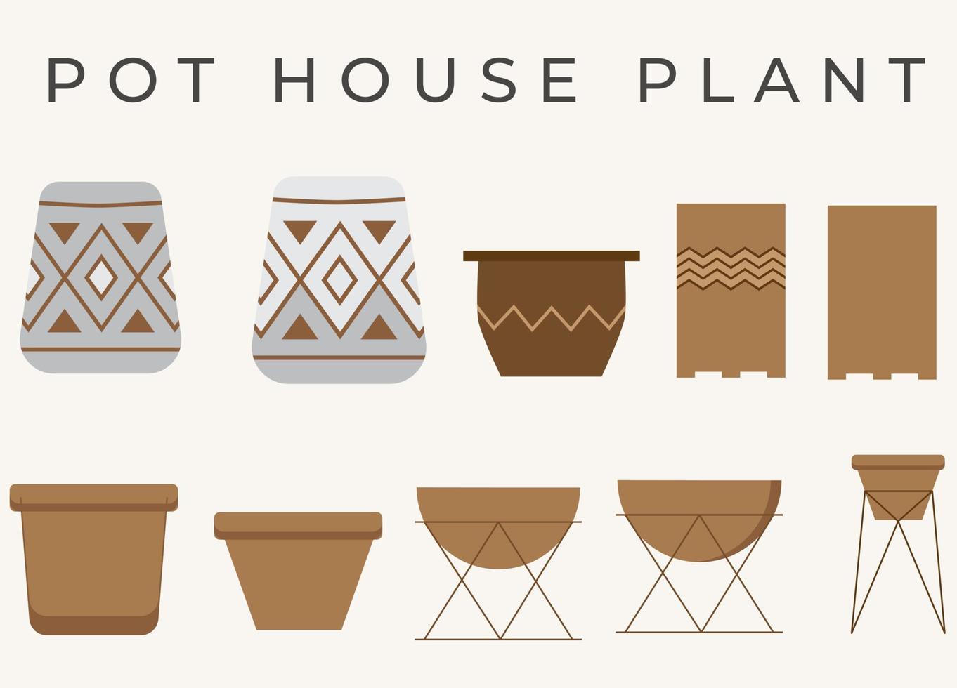 pot house plant set vector