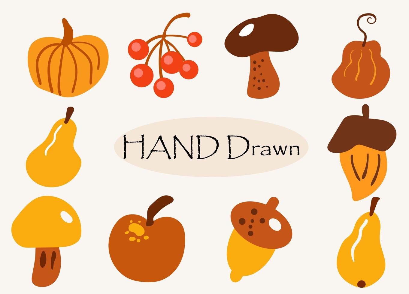 set hand drawn autumn element vector