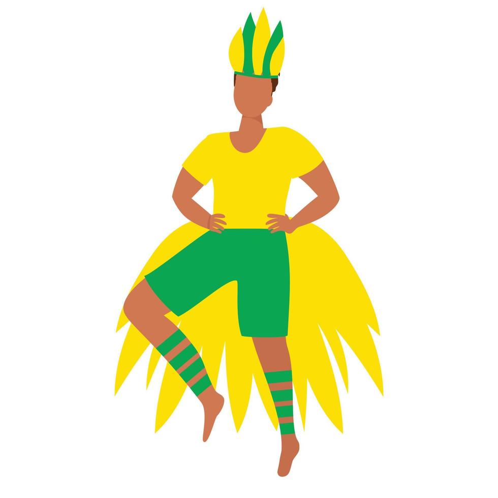 un latino baila disfrazado de carnaval con alas. aislado sobre fondo blanco. ilustración vectorial vector