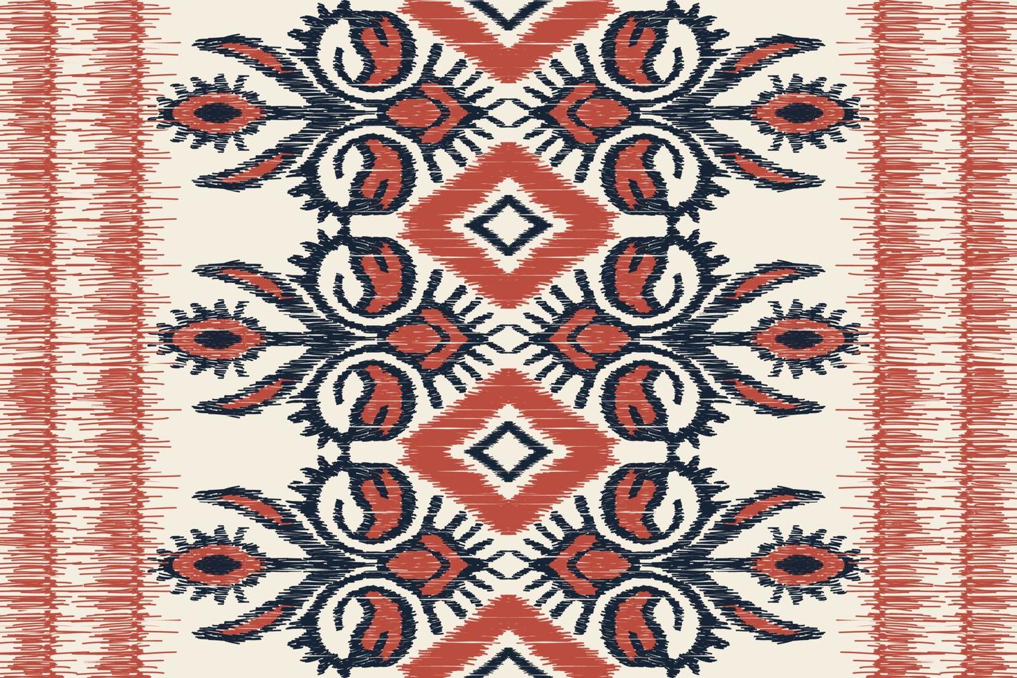 Ikat floral paisley embroidery on white background.geometric ethnic oriental pattern traditional.Aztec style abstract vector illustration.design for texture,fabric,clothing,wrapping,decoration,scarf.