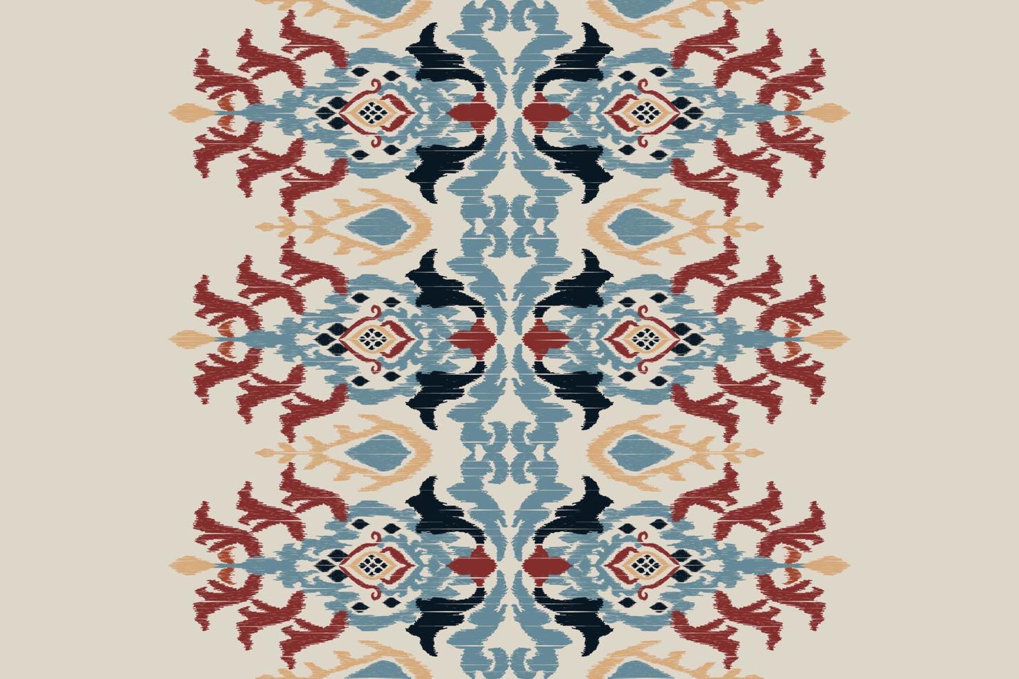 bordado ikat paisley sobre fondo gris.patrón geométrico étnico oriental sin fisuras tradicional.ilustración vectorial abstracta de estilo azteca.diseño para textura,tela,ropa,envoltura,alfombra,impresión. vector