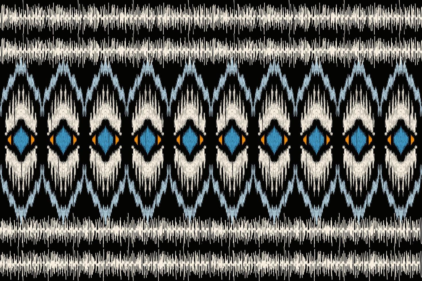 bordado floral ikat paisley sobre fondo negro.patrón oriental étnico geométrico tradicional.ilustración vectorial abstracta de estilo azteca.diseño para textura,tela,ropa,envoltura,decoración,bufanda. vector