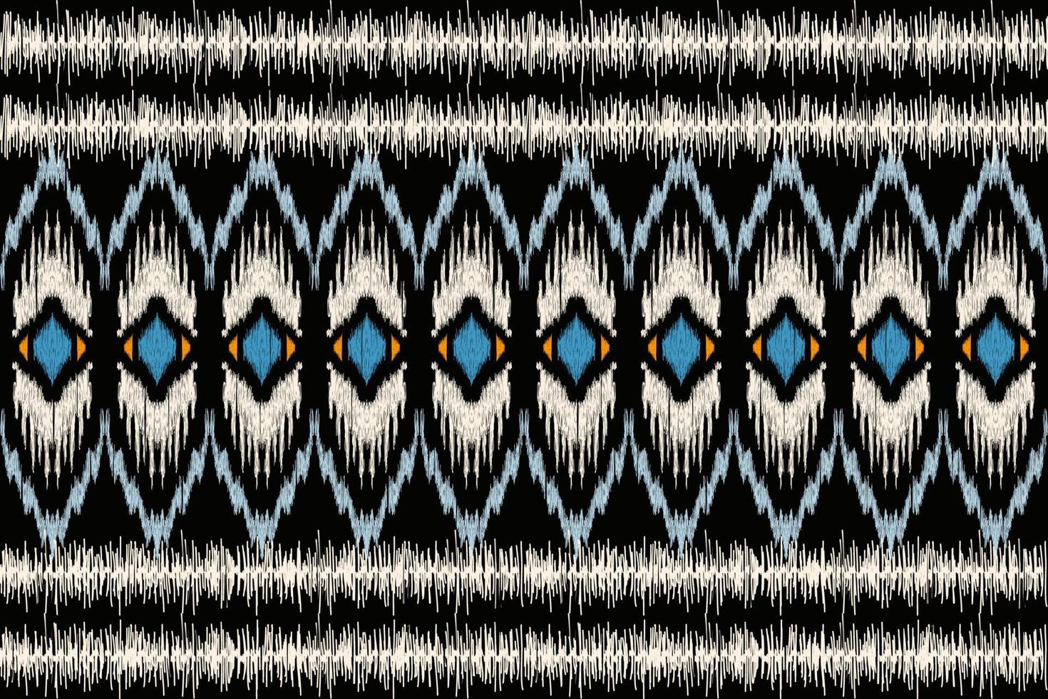 Ikat floral paisley embroidery on black background.geometric ethnic oriental pattern traditional.Aztec style abstract vector illustration.design for texture,fabric,clothing,wrapping,decoration,scarf.