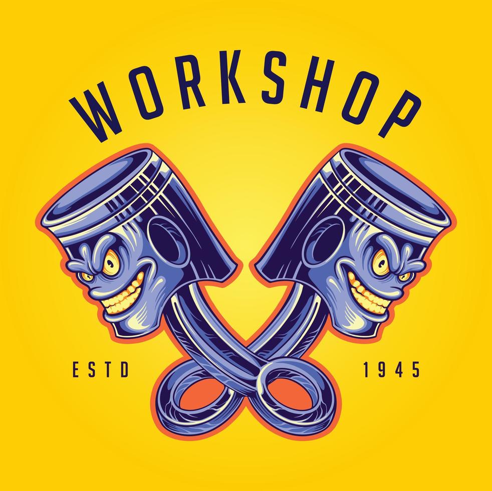 Angry piston racing logo illustration Vector for your work Logo, mascot merchandise t-shirt, stickers and Label designs, poster, greeting cards advertising business company or brands.