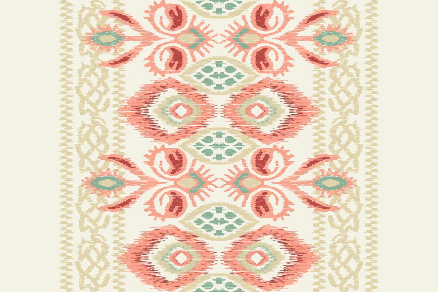 Ikat floral paisley embroidery on white background.geometric ethnic oriental pattern traditional.Aztec style abstract vector illustration.design for texture,fabric,clothing,wrapping,decoration,scarf.