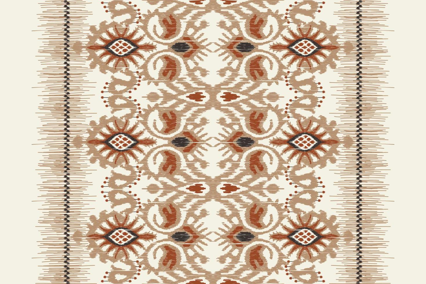 Ikat floral paisley embroidery on white background.geometric ethnic oriental pattern traditional.Aztec style abstract vector illustration.design for texture,fabric,clothing,wrapping,decoration,scarf.